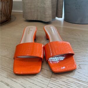 LuLus Orange Heeled Sandals
